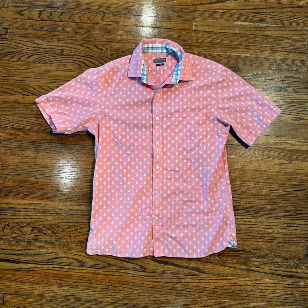 Pink, palm tree Van Heusen short sleeve button down